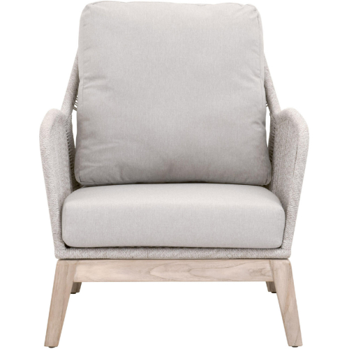 Loom Outdoor Club Accent Chair in Taupe & White Rope, Gray Fabric & Gray Wood